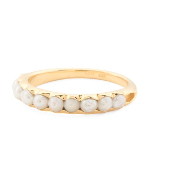 SHAANTI JEWELS Gold/Pearl Made In India 14kt Gold Plated Pearl Band Ring - Picture 1 of 2